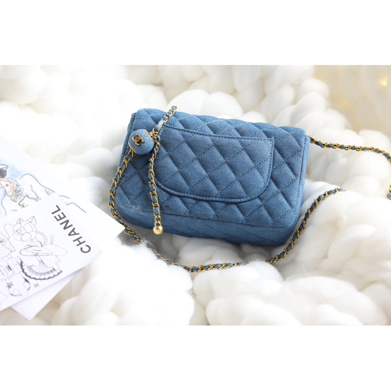 Túi đeo chéo xinh xắn denim xelao quả chuông fullbox hịn size 20cm