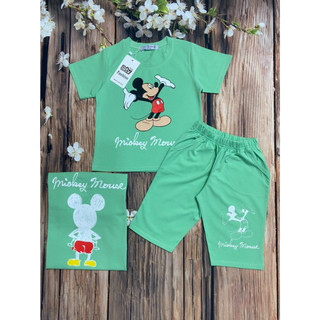 Bộ thun bé gái ngố lửng hình Mickey cam/đỏ/xanh 8kg - 45kg