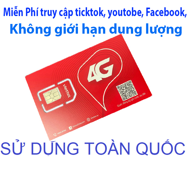 SIM 4G Viettel MXh100 trọn gói Không Giới Hạn Lưu Lượng Tốc Độ Cao khi truy cập tiktokk youtobe face