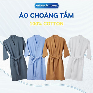 Áo choàng tắm thời trang 100%cotton thấm hút ao choang tam ngủ khach san sang chảnh 156.act