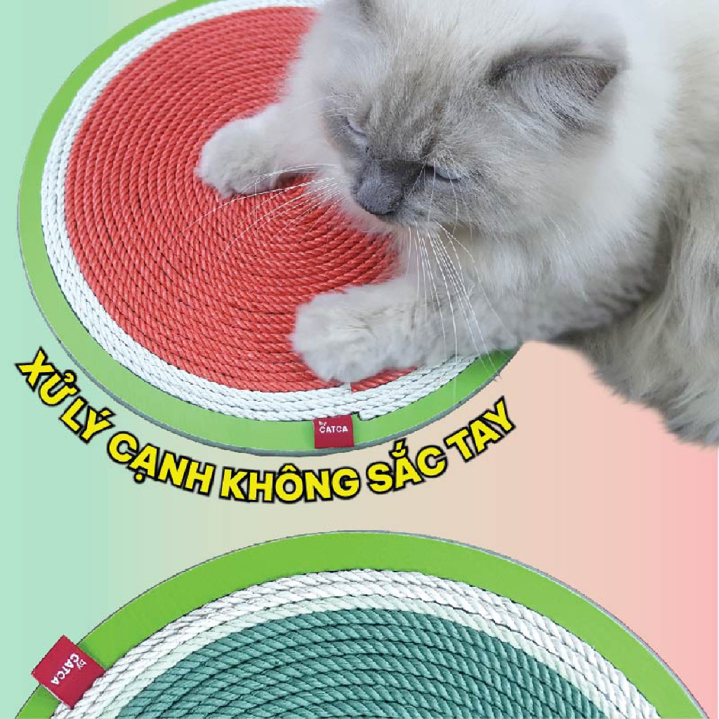Bàn cào móng cho mèo thừng tái sinh siêu bền sạch nhà - BCM Dưa hấu  39*39 cm