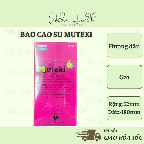 ⭐Bao cao su Muteki 12 chiếc - Bao cao su hương chuối - Bao cao su hương dâu