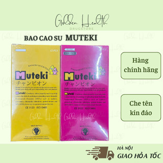 ⭐Bao cao su Muteki 12 chiếc - Bao cao su hương chuối - Bao cao su hương dâu