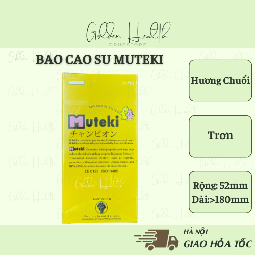 ⭐Bao cao su Muteki 12 chiếc - Bao cao su hương chuối - Bao cao su hương dâu
