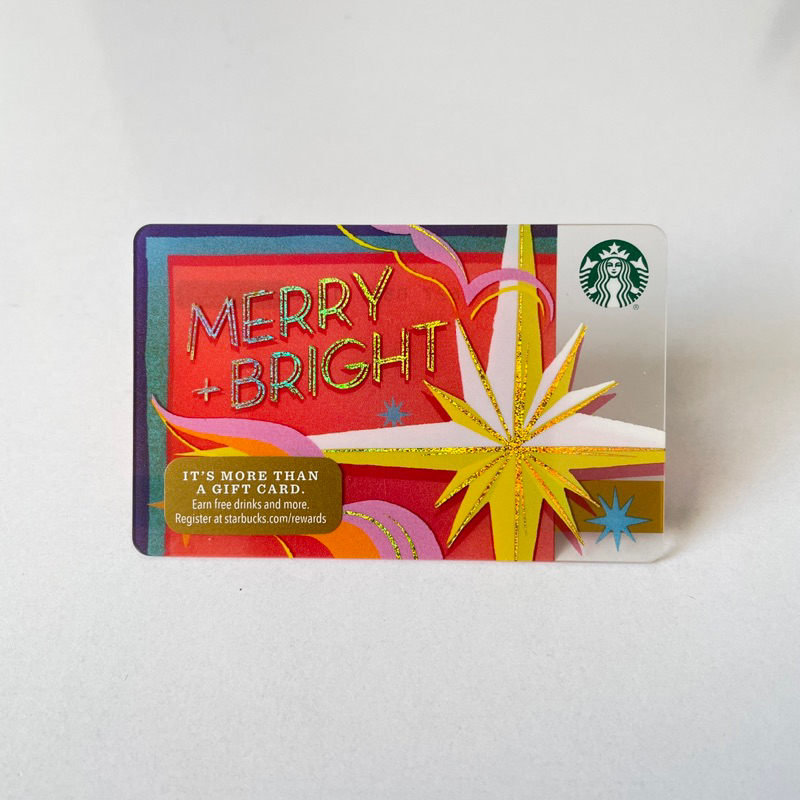 2402 THẺ STARBUCKS NHỰA US MERRY + BRIGHT, thẻ có trầy (thẻ đã sử dụng, dùng để sưu tầm)