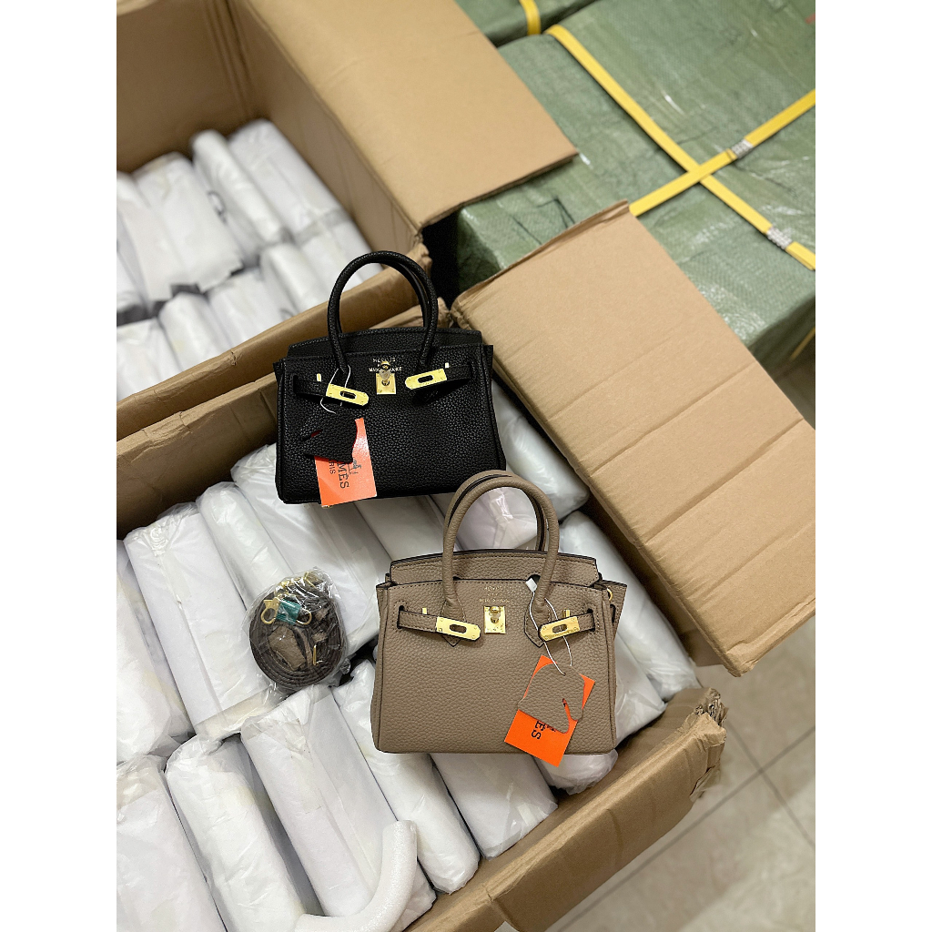 Túi xách nữ HM Birkin da hạt size 20 kèm charm hàng xuất dư 1:1 nobox -Linastore