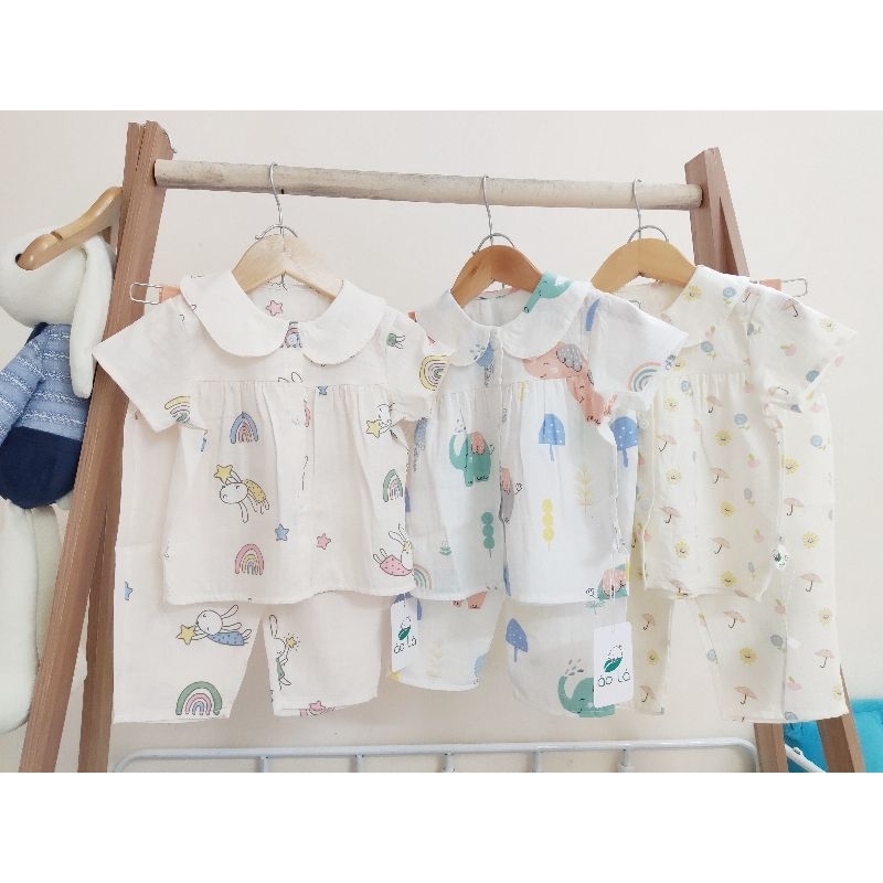 BỘ TAY NGẮN CHO BÉ GÁI chất xô tre cao cấp