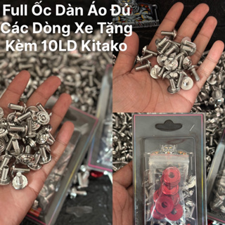 Full ốc áo salaya inox304 các dòng xe tặng kèm 10 lông đền đỏ