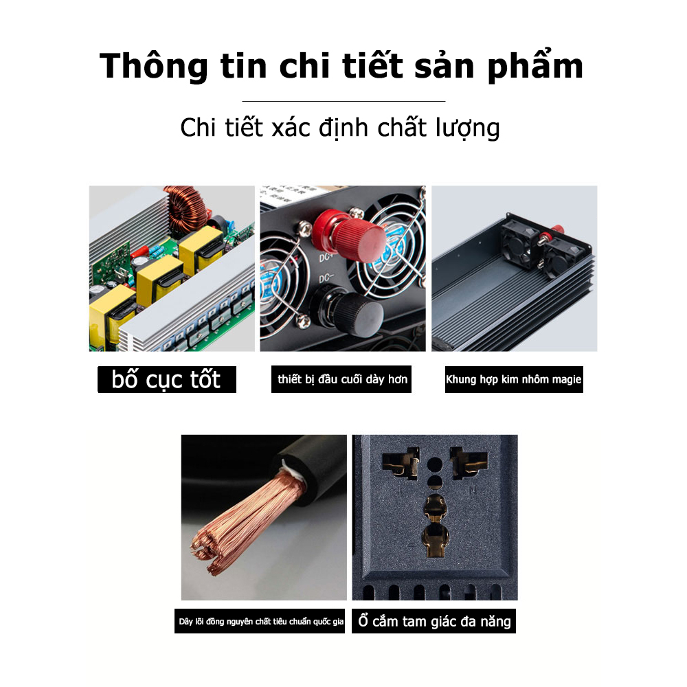 ERYUAN Bộ kích điện inverter 12V/24V lên 220V CÔNG SUẤT 6000W Sóng Sine