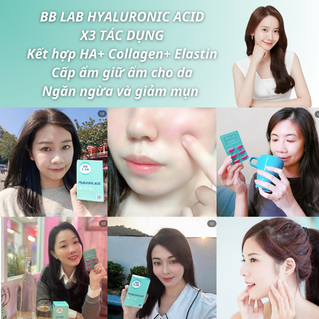 Viên Uống Cấp Ẩm Cho Da BB LAB Hyaluronic Acid Giúp Làm Giảm Nếp Nhăn, Đem Lại Làn Da Mịn Màng, Căng Bóng Hộp 30 Viên