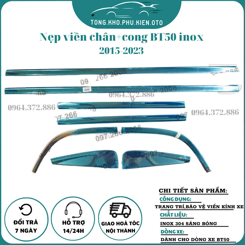 Nẹp viền chân kính xe Mazda BT50 2015 - 2023 inox 304 cao cấp