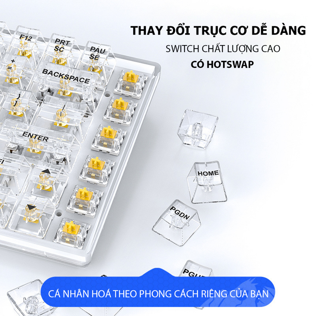 Bàn Phím Cơ K840 Keycap Trong Suốt Led Cực Đẹp