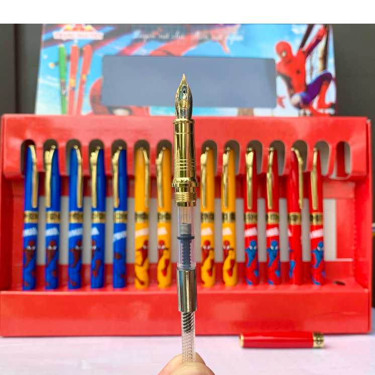 Bút Máy Ngòi Hoa Vàng Trạng Nguyên 38, Bút Mực Siêu Nhân Tặng Kèm Ống Mực Xanh, Tím, Đen