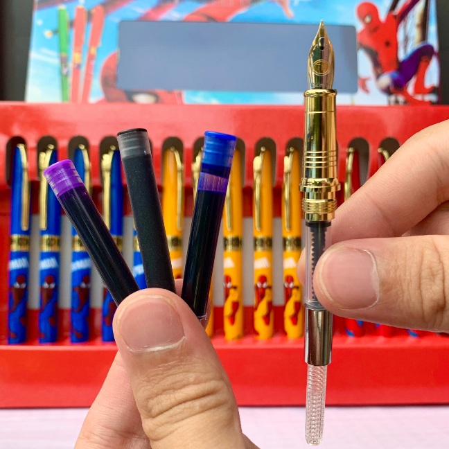 Bút Máy Ngòi Hoa Vàng Trạng Nguyên 38, Bút Mực Siêu Nhân Tặng Kèm Ống Mực Xanh, Tím, Đen