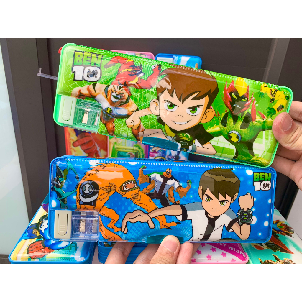 Hộp Bút Nhựa Nam Châm 2 Mặt Cao Cấp Đủ Mẫu Mã, Hộp Đựng Bút Kèm Gọt Chì In Hình Siêu Nhân,Công Chúa