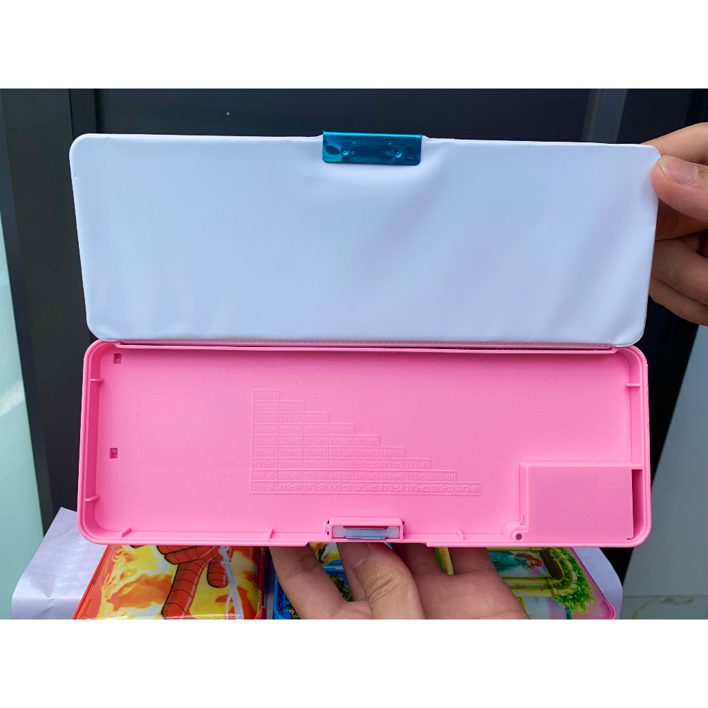 Hộp Bút Nhựa Nam Châm 2 Mặt Cao Cấp Đủ Mẫu Mã, Hộp Đựng Bút Kèm Gọt Chì In Hình Siêu Nhân,Công Chúa