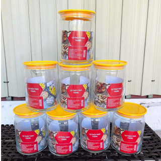 Combo 06 hũ thuỷ tinh, lọ thuỷ tinh dlx 760ml xuất xứ indonesia - hũ tròn đựng gia vị, đựng thực phẩm, decor