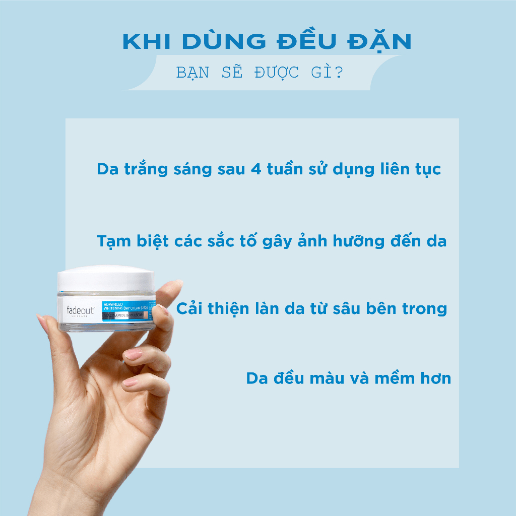 Kem dưỡng trắng da ban ngày FADEOUT Advanced, Anh Quốc, Giảm thâm nám,chống nắng SPF20,da trắng sáng đều màu sau 28 ngày