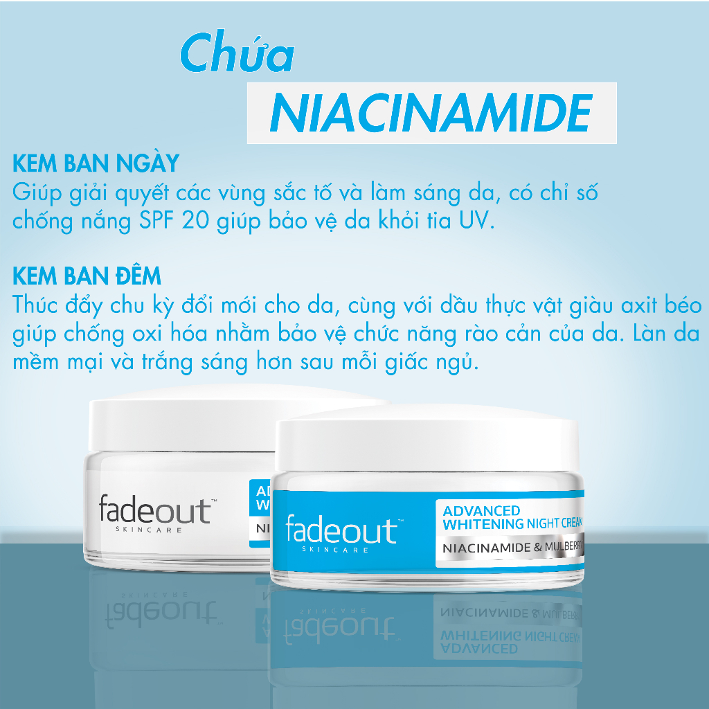 Kem dưỡng trắng da ban ngày FADEOUT Advanced, Anh Quốc, Giảm thâm nám,chống nắng SPF20,da trắng sáng đều màu sau 28 ngày