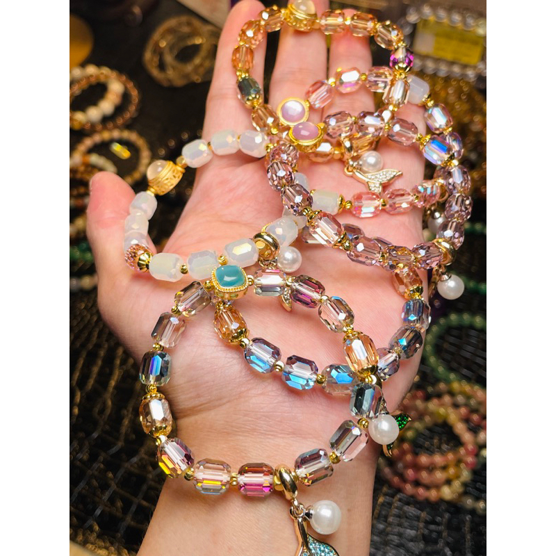 Vòng tay pha lê vuông đuôi cá trang sức phụ kiện