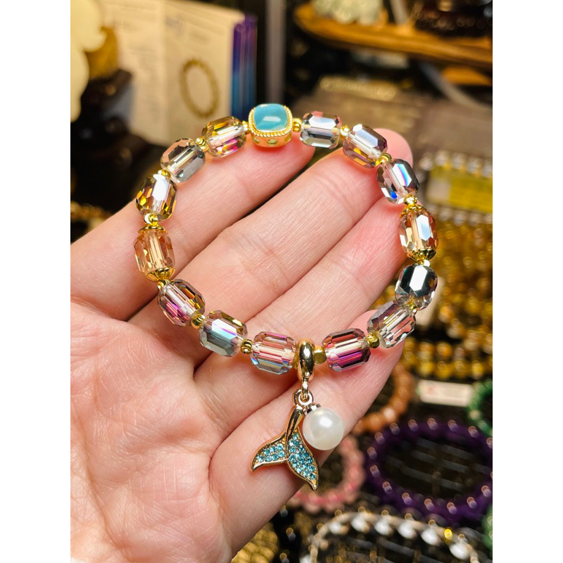 Vòng tay pha lê vuông đuôi cá trang sức phụ kiện