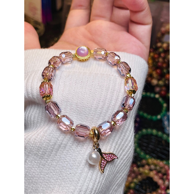 Vòng tay pha lê vuông đuôi cá trang sức phụ kiện