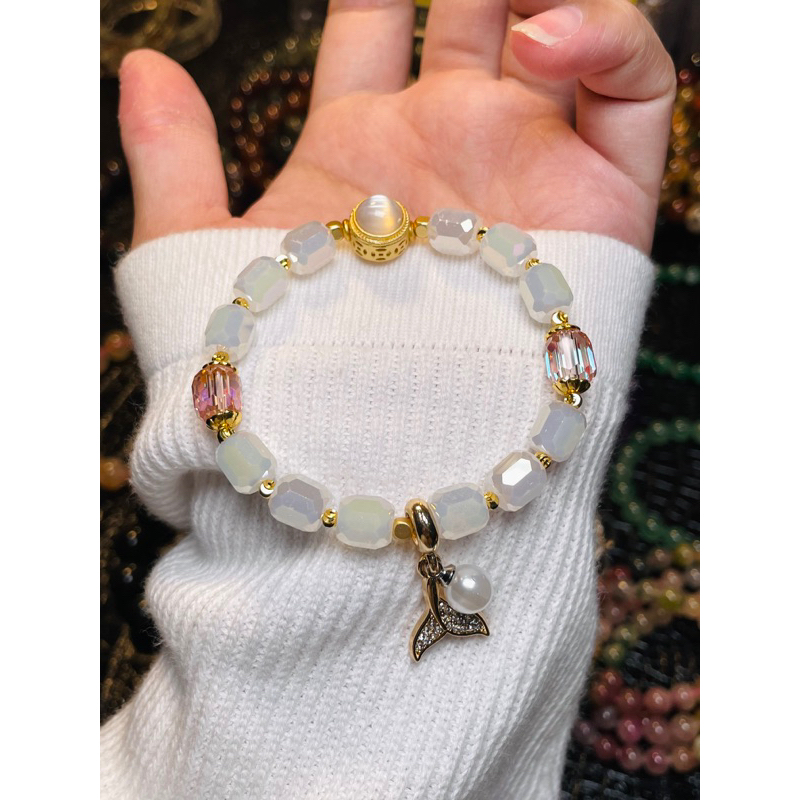 Vòng tay pha lê vuông đuôi cá trang sức phụ kiện