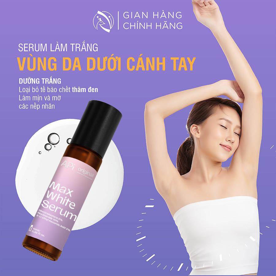 Khử mùi giảm thâm nách API, Son nách API, lăn nách mờ thâm, cấp ẩm, Combo khử mùi 10ml + trắng nách 10ml API