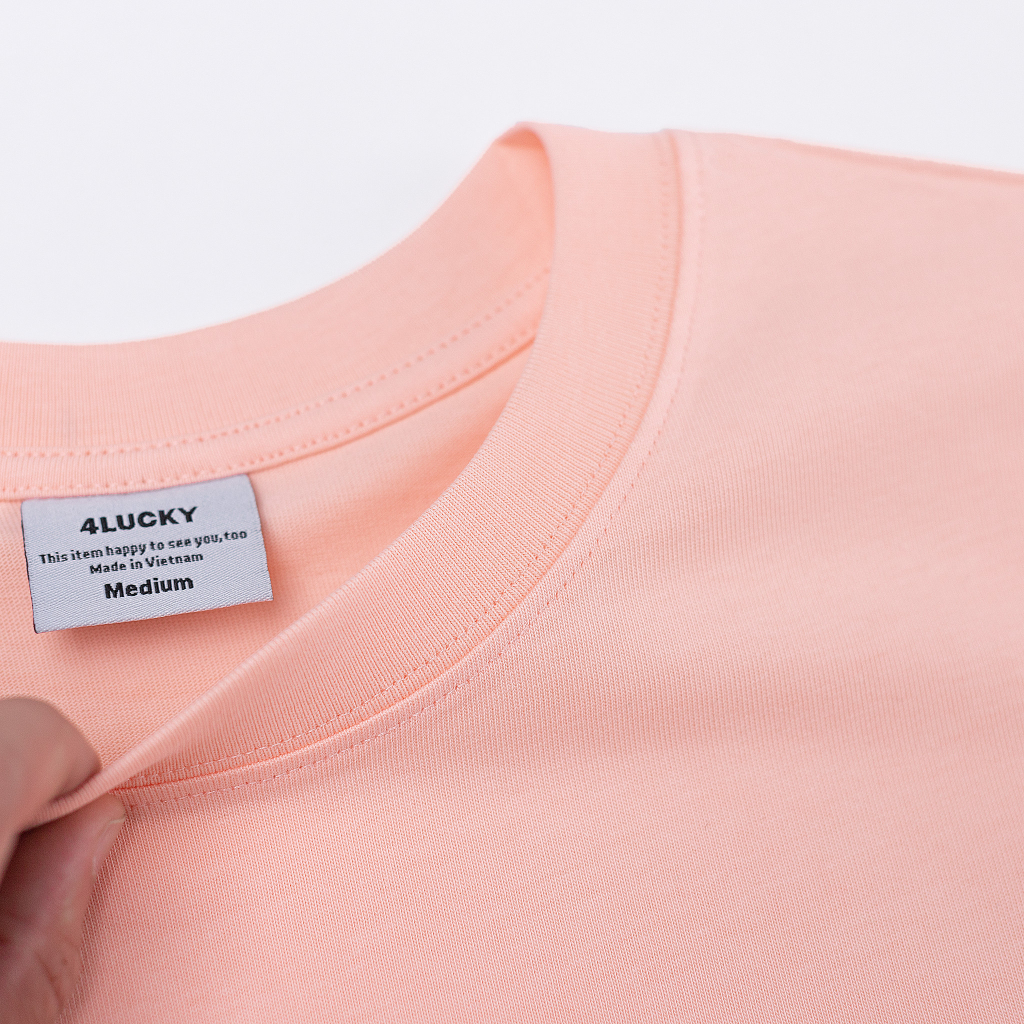 Áo thun hồng cotton phông rộng dày dặn 250gsm unisex nam nữ 4lucky 6068 in nổi CHỮ HỒNG local brand
