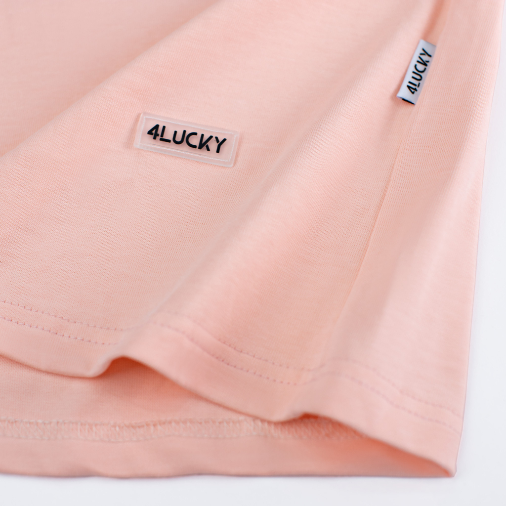 Áo thun hồng cotton phông rộng dày dặn 250gsm unisex nam nữ 4lucky 6068 in nổi CHỮ HỒNG local brand
