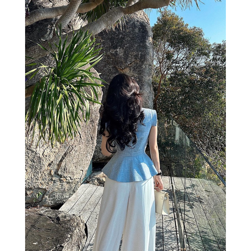 Áo sơ mi thắt eo đuôi xoè hàng thiết kế cao cấp