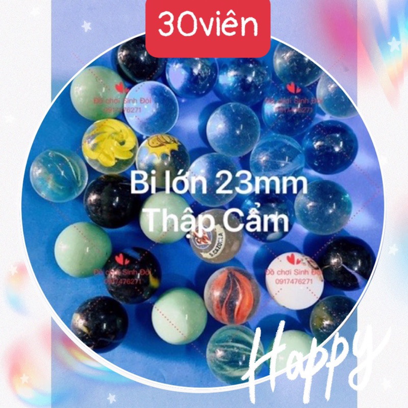 30 viên bi thuỷ tinh thập cẩm lớn 25mm - bi ve truyền thống - bi trang trí câu cảnh và hồ cá