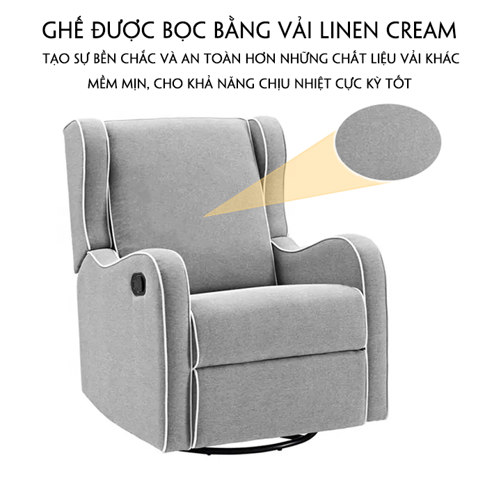 Ghế sofa thư giãn, ghế sofa ngả lừng cao cấp bọc vải, ghế thư giãn