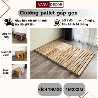 Giường Pallet Gấp Gọn Gỗ Mới Kích Thước 1m2x2m nội thất phòng ngủ,đa năng,dễ di chuyển - VANU DECOR