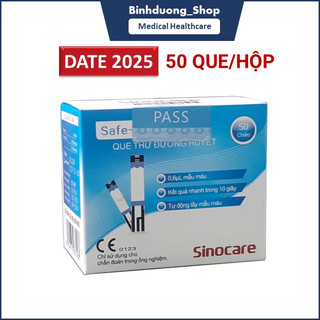 Hộp 50 que thử đường huyết cho máy đo đường huyết Sinocare Safe - Accu DATE 2025