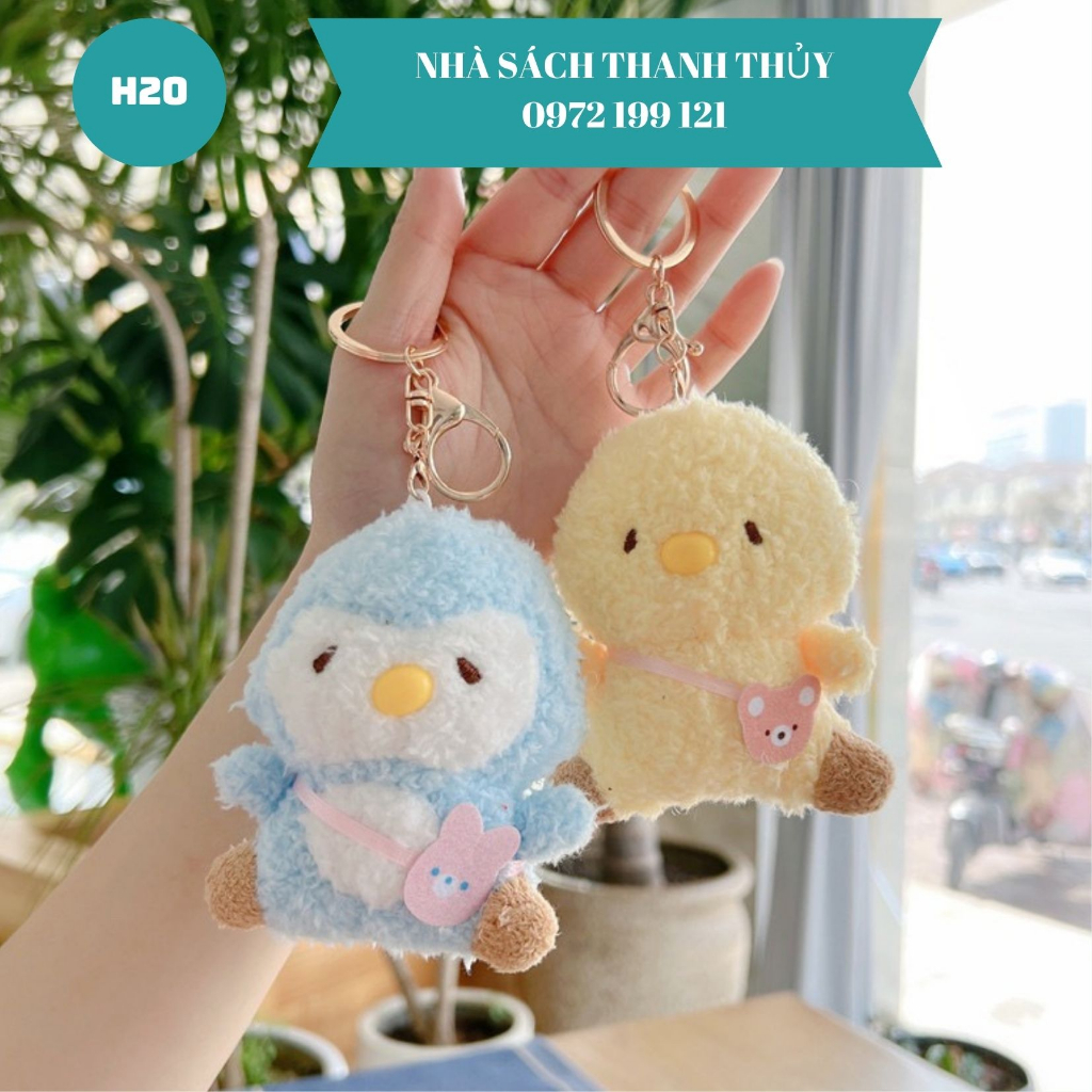 Móc khóa thú bông, treo balo cặp sách thỏ, vịt, gấu bông dễ thương