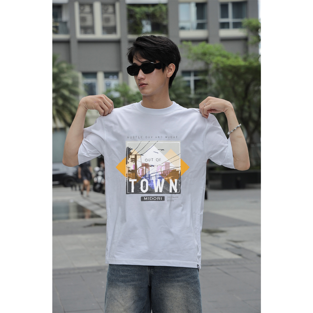 Áo thun unisex form rộng tay lỡ phông Nam Nữ TOWN Local Brand Chính Hãng Mi Midori