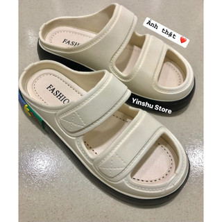 Yinshu Dép quai ngang nữ 2 quai, dép lê nữ độn đế cao 4cm, 2 quai siêu xinh