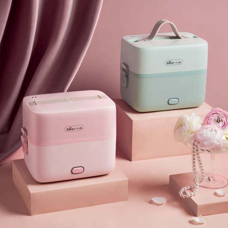 Hộp cơm cắm điện Bear DFH-B12E1, hộp đựng cơm 2 tầng 3 ngăn, dễ dàng sử dụng, nấu thần tốc, chất liệu inox 304 an toàn
