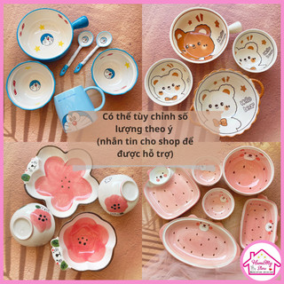 Bát đĩa decor - chén dĩa sứ - set bát đĩa cute - bát ăn cơm nhỏ xinh