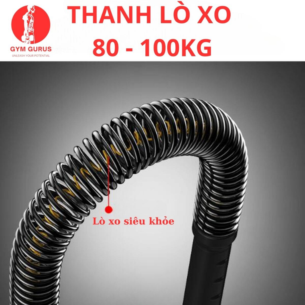 Thanh lò xo gậy bẻ tay tập cơ tay cơ ngực 80kg 100kg titan GYM GURUS
