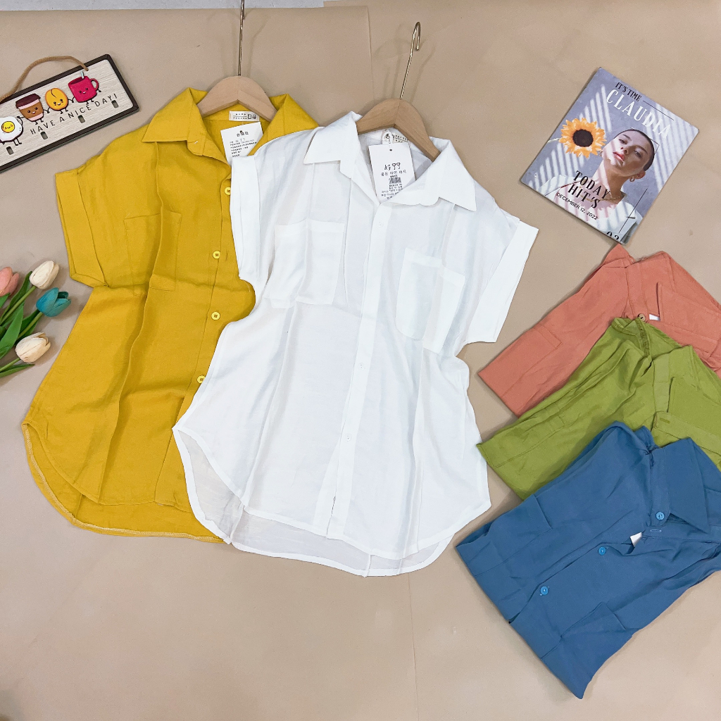 Áo Sơ Mi 2 Túi Ngắn Tay, Áo Sơ Mi Nữ Tay Hến Phong Cách Công Sở | Smide Clothing