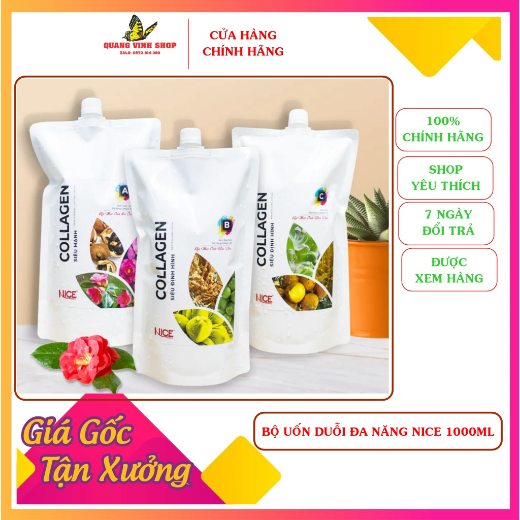 Kem uốn duỗi đa năng hoa trà nice 1000ml