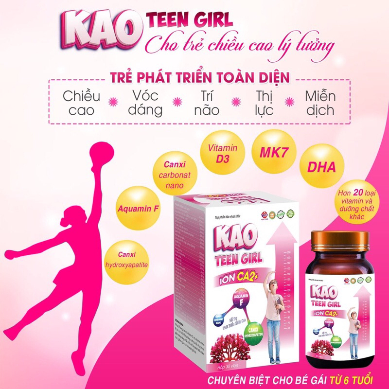 viên uống tăng chiều cao cho bé gái kao teen girl từ 6 tuổi