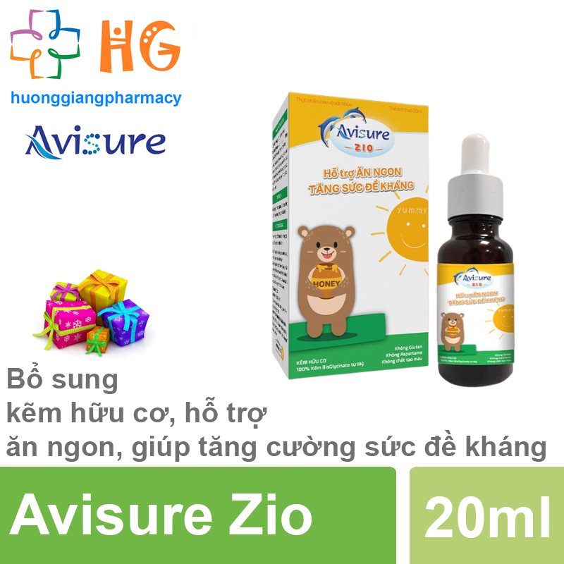 Avisure ZiO kẽm sinh học cho bé biếng ăn, chậm tăng cân 20ml