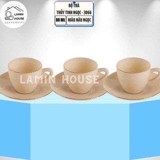 Bộ trà 12 chi tiết nhỏ thủy tinh ngọc màu nâu ngọc usa home set-3066cj