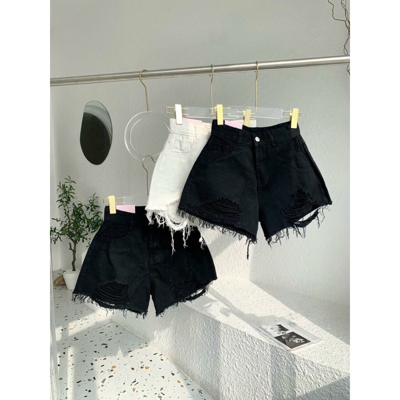 QUẦN SHORT DENIM RÁCH LƯNG CAO #300