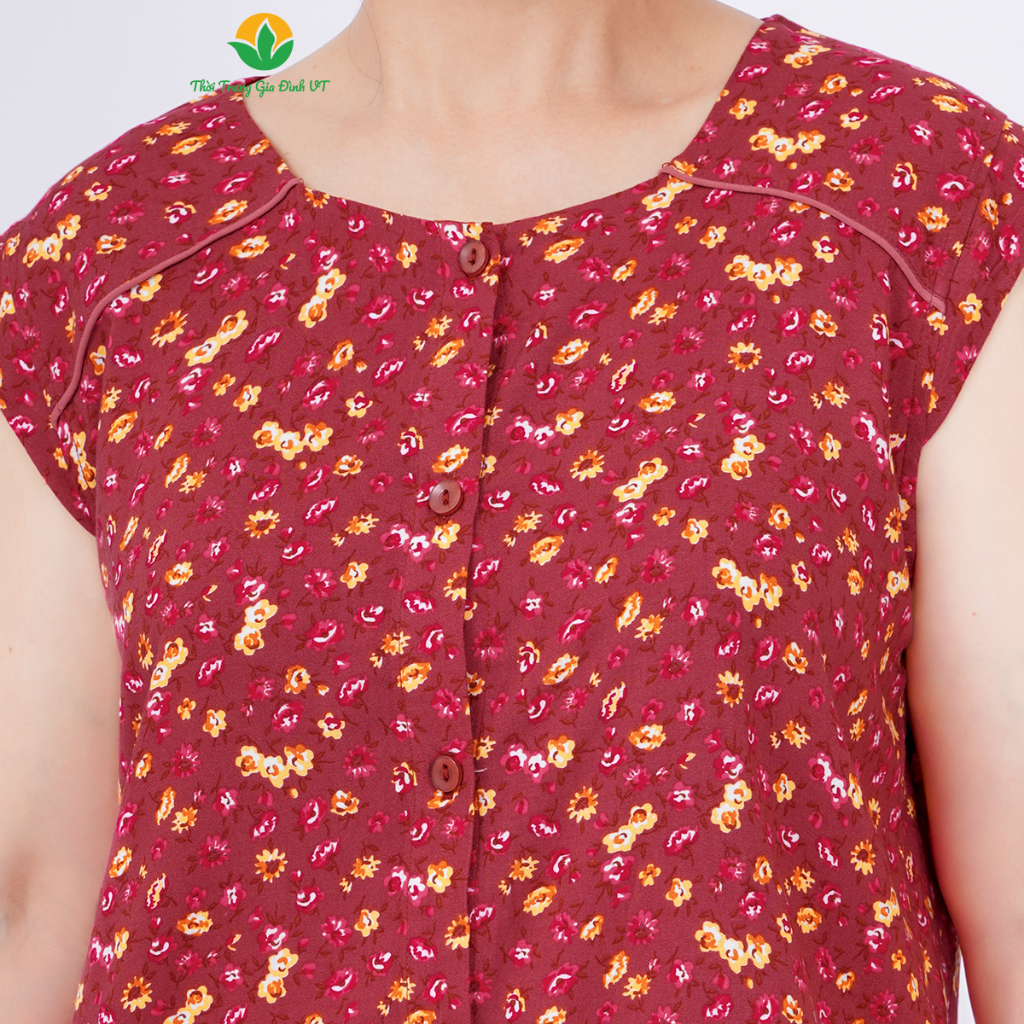 Bộ mặc nhà trung niên xuân hè Việt Thắng quần lửng áo sát nách chất Lanh B05.2304