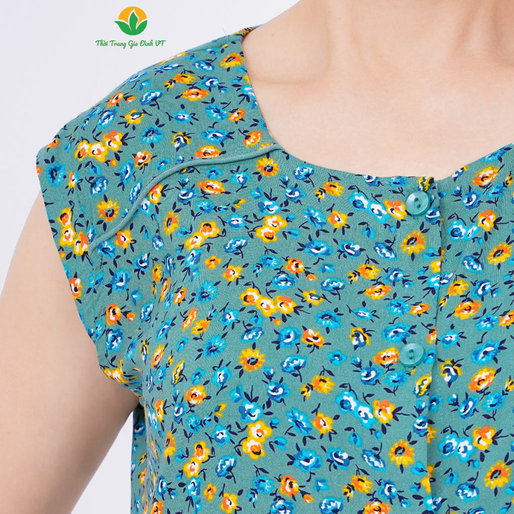 Bộ mặc nhà trung niên xuân hè Việt Thắng quần lửng áo sát nách chất Lanh B05.2304