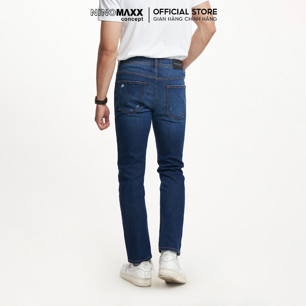 NINOMAXX Quần jean nam wash slim fit co giãn tốt 2207017